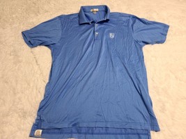 Peter Millar Polo Shirt Mens Size M Sky Blue Crest Shield &quot;Rr&quot; Button Golf Crown - £11.65 GBP