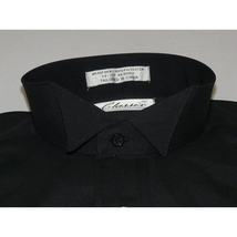 Men's Tuxedo shirt By CLASSIX Wing Tip Formal Plain Front After Six M14 Black image 5