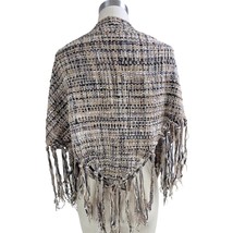 vtg 80s 90s Stijfselkissie Hand Woven Gray/White/Gold/Black Shawl Fringe... - $77.22