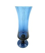 Vintage Italian Empoli Blue Glass Vase 9 3/4&quot; H - £27.13 GBP