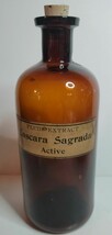 Antique/Vtg Brown Medicine Bottle Label Says Cascara Sagrada - £25.57 GBP