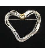 Vintage PD Premier Designs Heart Goldtone and Silvertone Pin Brooch - $281.30 MXN