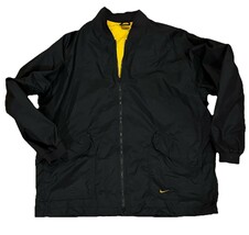 VTG Nike Lined Jacket L 90s Swoosh Striped Black Yellow Embroidered Logo... - $24.99