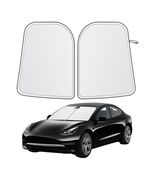 EcoNour Tesla Model 3/Y Windshield Sun Shade Foldable Silver UV Protection - $28.93 CAD