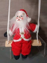 Vintage Hanging Christmas Santa Claus On Swing Decoration Ornament - $18.53