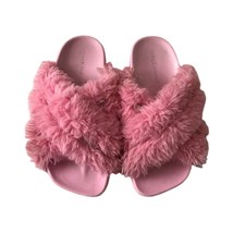 Wild Diva Lounge Women&#39;s Faux Feather Pink Slipper Slides Sandals SIZE 8 - £16.02 GBP