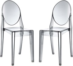 Modway Casper Modern Acrylic Stacking Two Dining Side Chairs In Smoke. - £155.69 GBP