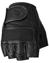 HIGHWAY 21 Mens Street Motorcycle Half Jab Perforated Leather Gloves Black Md - £23.66 GBP