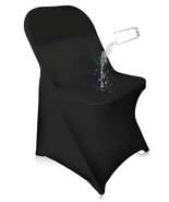 50PCS Black Stretch Spandex Folding Chair Covers for Wedding Party Dining - $61.54 CAD