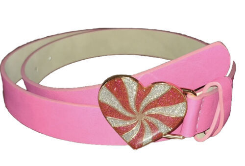 Primary image for BETSEY JOHNSON Women's Medium Belt Pink Peppermint Candy Heart Buckle NEW
