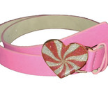 BETSEY JOHNSON Women&#39;s Medium Belt Pink Peppermint Candy Heart Buckle NEW - £13.33 GBP