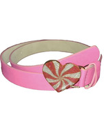 BETSEY JOHNSON Women&#39;s Medium Belt Pink Peppermint Candy Heart Buckle NEW - £13.29 GBP