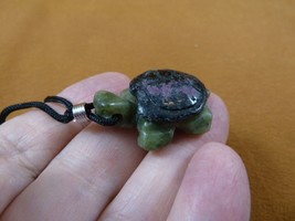 ann-tur-16 zoisite + serpentine TURTLE tortoise GEM figurine Pendant NEC... - $12.19