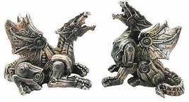 Steampunk Cyborg Cyclone Roaring Dragon Pair Figurine Set of 2 Collectible - £21.69 GBP
