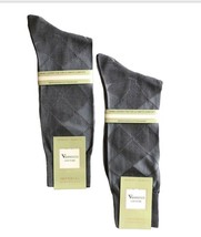 Vannucci Designer Dress Socks Mens 2 Pair 10-13 Espresso Argyle Diamond ... - £23.04 GBP