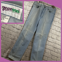 Vintage 1970&#39;s Grapevines Herren 32X34 Jeans Helle Waschung Blau Gerade ... - $25.98