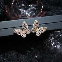 On accessories crystal butterfly stud earrings for women gift elegant zirconia earrings thumb200