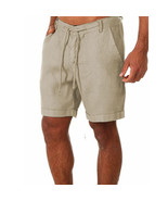 Mens Cotton Linen Shorts Summer Beach Hawaiian Drawstring Waist Short Pants - €17,22 EUR