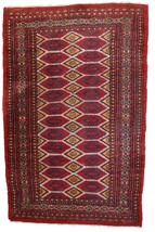 Handmade vintage Uzbek Bukhara rug 3.3&#39; x 4.9&#39; (100cm x 152cm) 1960s - 1... - $8,023.95 MXN