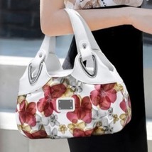 Blooms in Bliss: Elegant White Suitcase Bag Adorned with Floral Splendor - £26.14 GBP