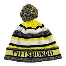 Pittsburgh Striped Pom Beanie – Black, Yellow, White Knit Winter Hat – U... - $13.00