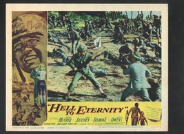 Hell to Eternity Lobby Card #6-1960-Jeffrey Hunter in a battle - £25.82 GBP