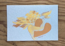 Cherub Embracing Heart in Acrylics Greeting Card - £8.61 GBP