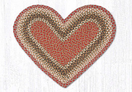 Earth Rugs C-24 Olive Burgundy Gray Heart Braided Rug 20&quot; x 30&quot; - £31.74 GBP