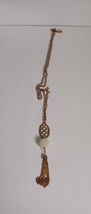 Vintage Gold Tone Pearl And Tassel Necklace 38&quot; Costume Jewelry - $202.06 MXN