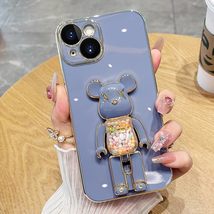 for iPhone 16 Plus (Color: Gray) Cute Candy Cool Bear Silicone Shockproo... - $46.00
