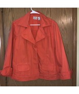 Chico&#39;s Size 3 Orange Single Button Jacket boxy coat spring summer - £14.80 GBP