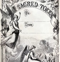 Sacred Token Angels To And From Wood Engraving 1871 Victorian Bible Art DWY5B - £39.08 GBP
