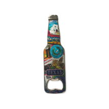 State of Texas Landmarks Beer Bottle Shape Opener Enamel Fridge Magnet - £11.07 GBP