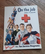 VTG Red Cross On the Job When It Counts Cardboard 19&quot; x 15&quot; Poster Ad 57... - $149.95