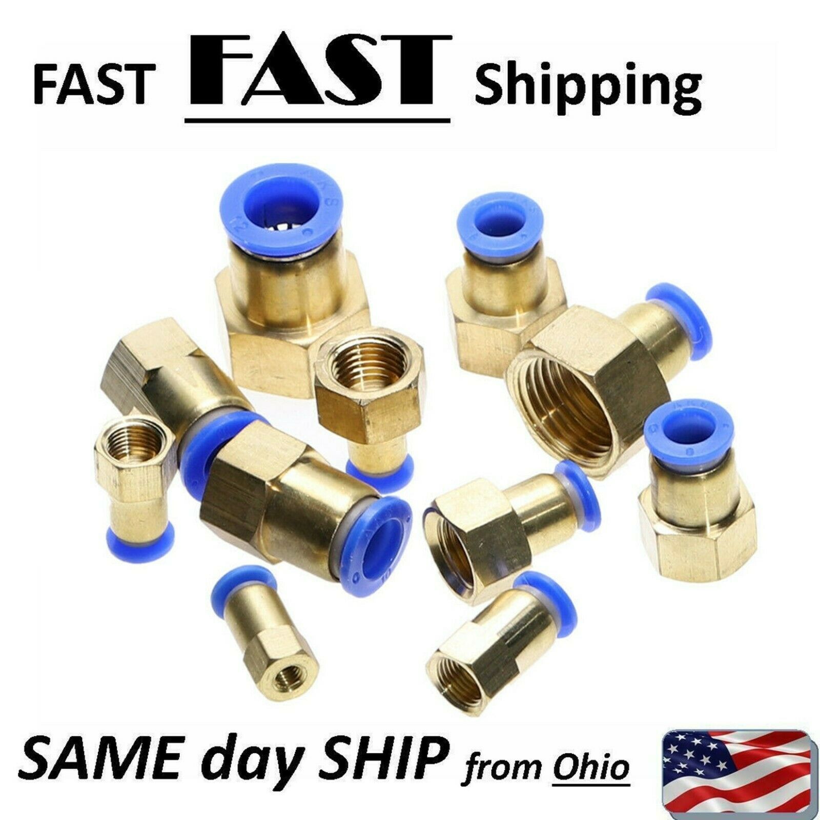 Brass Pipe Thread to Air Hose Push In 4mm 6mm 8mm 10mm 12mm to Brass BSP pipe