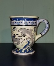 St. Thomas Coffee Cup US Virgin Islands Hand Painted Dolphins Footed Mug... - $19.28