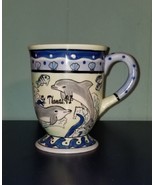 St. Thomas Coffee Cup US Virgin Islands Hand Painted Dolphins Footed Mug... - £15.27 GBP