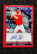 2009 Mike Trout Red Border Autograph Refractor Rookie Card 5/5. Reprint ... - £1.58 GBP
