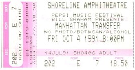 Manhattan Transfer Ticket Stumpf Oktober 4 1991 Mountain Blick California - £34.15 GBP