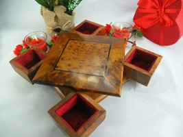 Thuya wooden jewelry box, handmade red velvet Lined secret turning puzzle box - £92.10 GBP