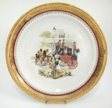 Vintage Limoges France Wall Plate Horse Carriage Apple Seller on Road Gilded 10&quot; - £19.77 GBP