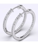 1.50 CT  Natural Diamond GH/I1 Stunning Inside Out Hoop Earrings 14k Gold - £1,405.18 GBP