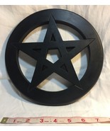 Pentagram Wall Hanging/Altar Tile - Wooden 9&quot; Diameter, Black SP562 - £15.69 GBP