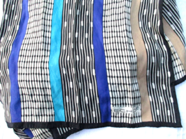 ECHO Silk Vintage 51 x 11 Rectangle Scarf Mod Piston Rod Print Colorblock Stripe - £19.46 GBP