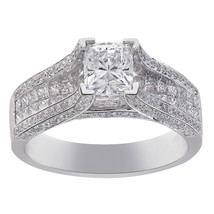2.02 Carat Cushion Cut Diamond Engagement Ring 14K White Gold - £3,164.65 GBP