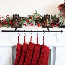 Weighted Angel Christmas Stocking Holder w/Rod Mantle Hanger in Vintage Bronze - £23.95 GBP