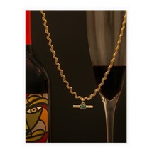 18K Gold T-Bar Curb Wavy Chain Necklace  Misomma, Stunning, vermeil, sparkle - £31.80 GBP