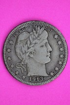 1913 D Barber Liberty Silver Quarter Scarce Semi Key Date Denver Mint 51 - $42.99