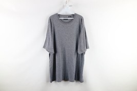 Vintage 90s Streetwear Mens XL Ribbed Knit Baggy Loose Short Sleeve T-Shirt Blue - £33.39 GBP