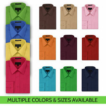 NEW Omega Italy Men's Dress Shirt Long Sleeve Solid Color Regular Fit 10 Colors - $24.14